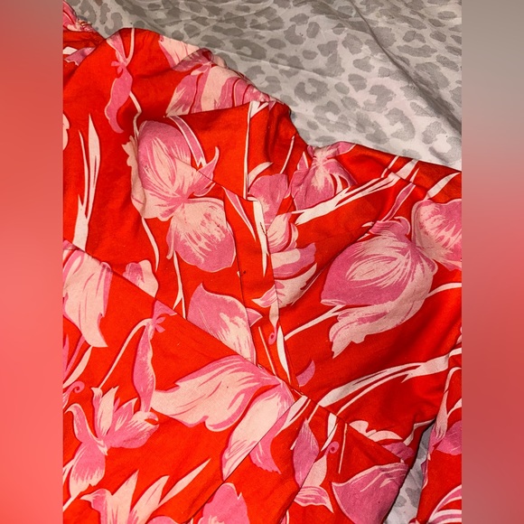 Orange/Pink Lena Off Shoulder Long Midi Dress - Picture 4 of 15